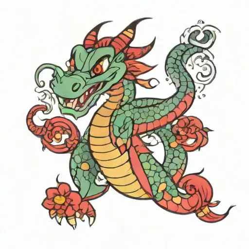 Mushu From The Cartoon Mulan Circular Drawing