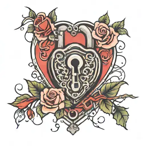 Heart Shaped Lock With Roses And Broken Key