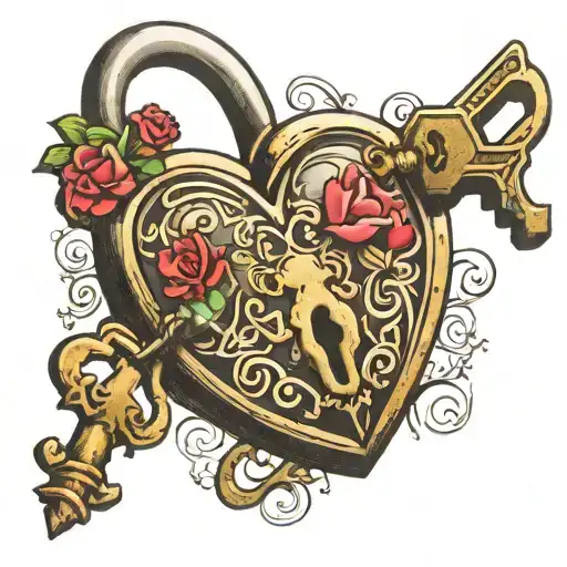 Heart Shaped Lock With Key Broken Off
