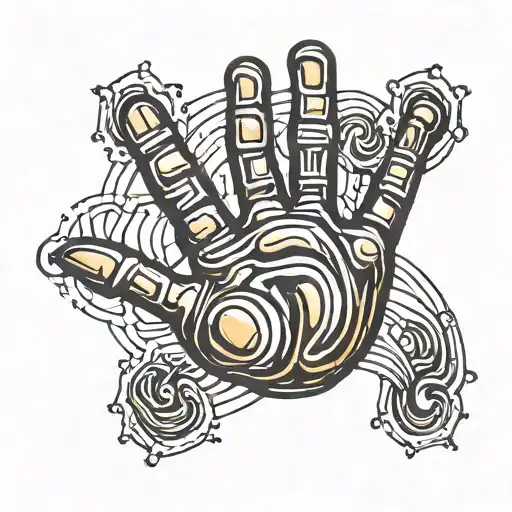 Outline Of Baby Handprint Tattoo With Fingerprints