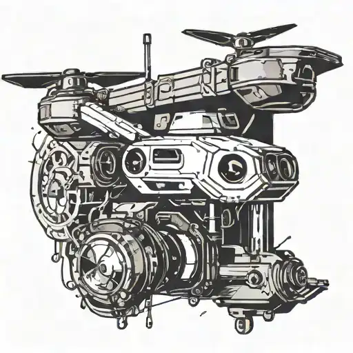 A Broken Drone On A City Street Under A Camera