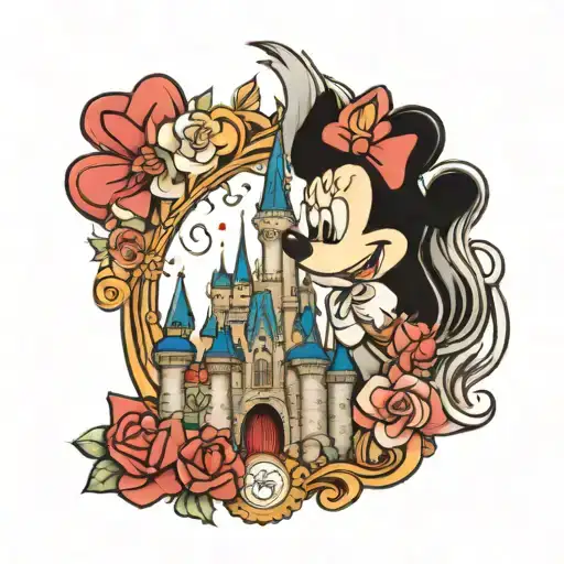 Disney Castle With Mickey And Walt Disney Princess