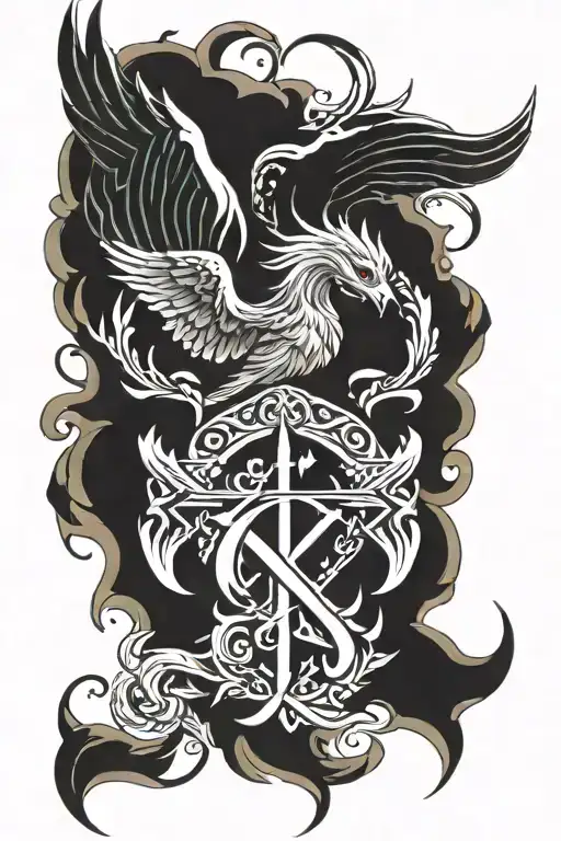 Angelic Power Rune And Phoenix Rising