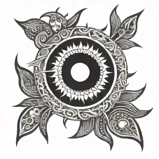 Solar Eclipse And Lunar Eclips Black Shading Tribal