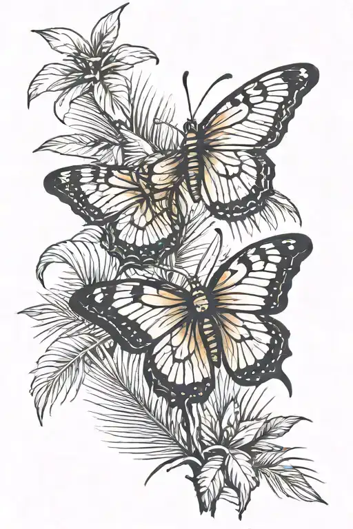 Butterfly On A Palm Tree