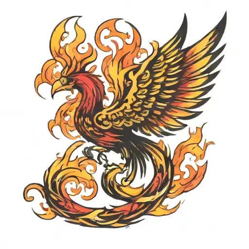Phoenix With Tail Of Fire