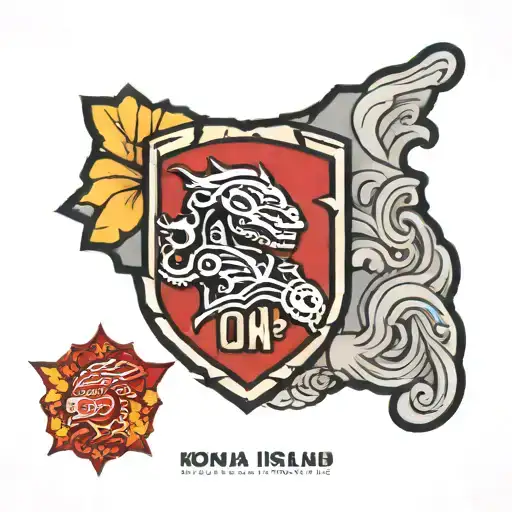 Kona Island Shape With A Red Ironman Triathlon Logo In It