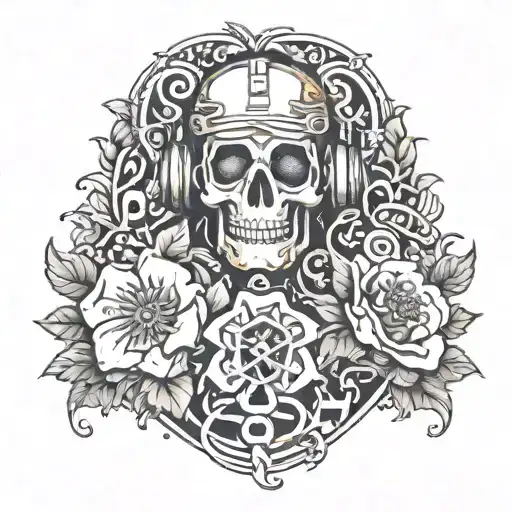 A Paramedic Symbol Surrounded By Blooming Flowers And Music Waves