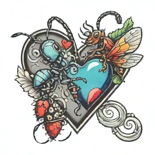 Ant And Rainbow Heart Shape