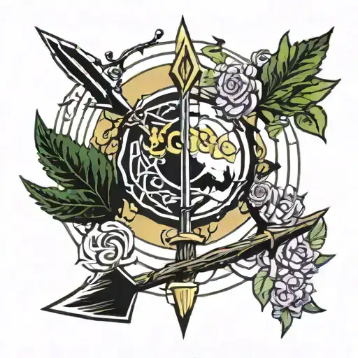 Requiem Arrow From Jojo Bizarre Adventure Connected With Tree And Branches Making Sun