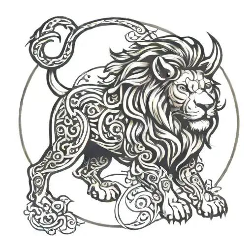 Taurus Lion Zodiac Sign Intertwined