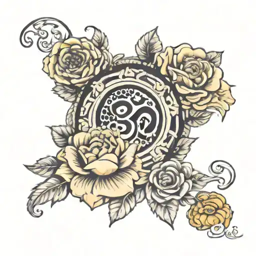 Marigold And Rose With Om Symbol