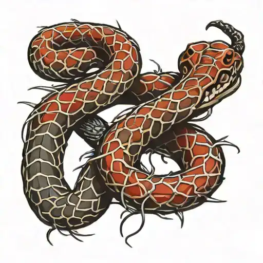 Snake Wrapped With Barbed Wire