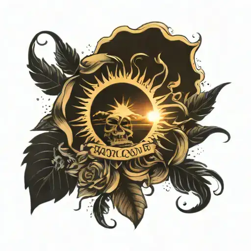 A Sun Shining Down With Words Until The Sun Dies Out