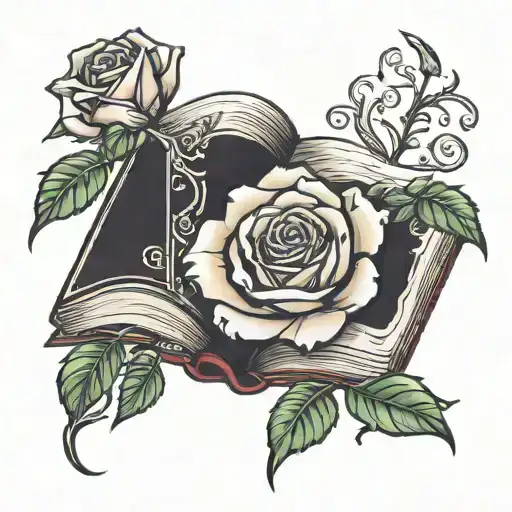 Book With A Crystal Rose Growing Out Of It