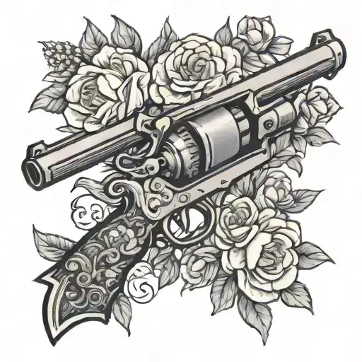 Revolver Gun Shooting Flowers Blooming