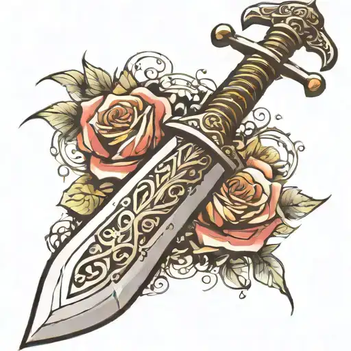 Forearm Tattoo Of Sword Going To The Hand