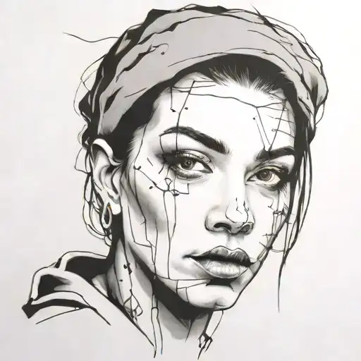 Face Portrait Using Ink Black Street Graffiti Art On A Inspired Banksy