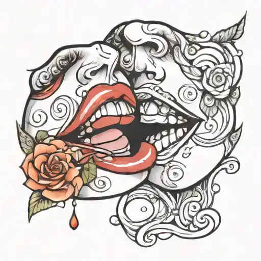 Sexy Lip Kiss With Tongue