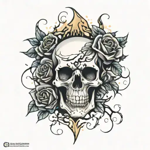 Lightening Skull And Roses Wrapped