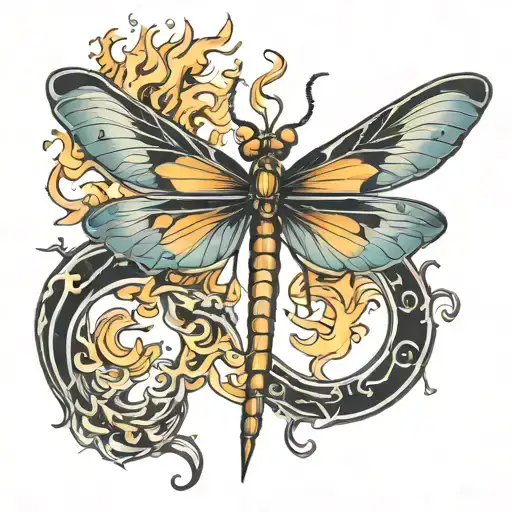 Dragon Fly With Fire