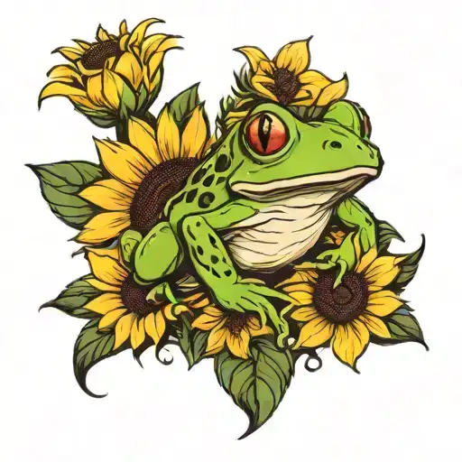Frog And Sunflower