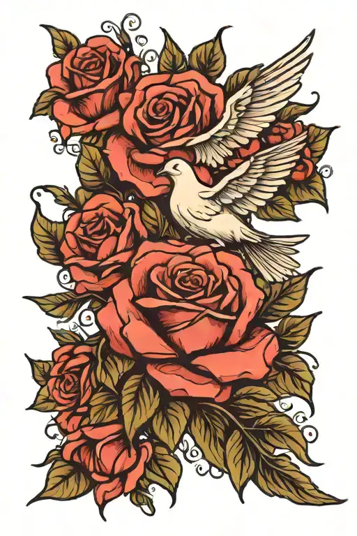 Dove And Rose Surrounded