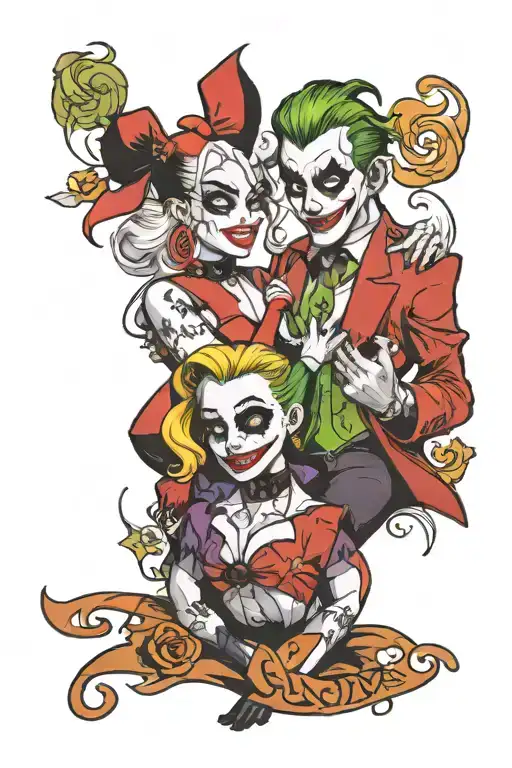 Harley Quinn And Joker With Haha