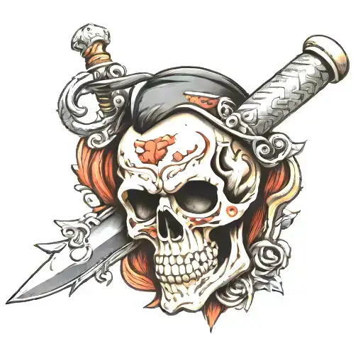 German Skull With Sword Piercing