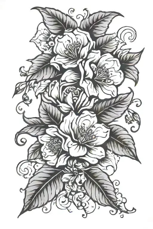 Vintage Floral Tattoo Design