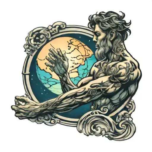 Atlas Holding Sky Background Aurora Borealis