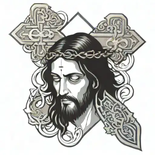 Jesus Cross With One Row Underneath On Outer Arm