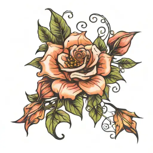 Thorns Embedded Within Rose Petals And Lilly's