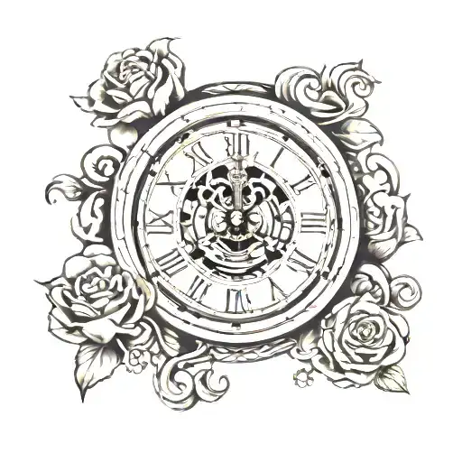 Clock With Family Picture And Libra Zodiac Sign Intertwined