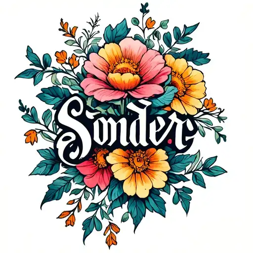 The Word Sonder With Flowers Intertwined Within
