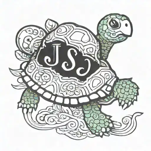 Turtle Holding The Letter J