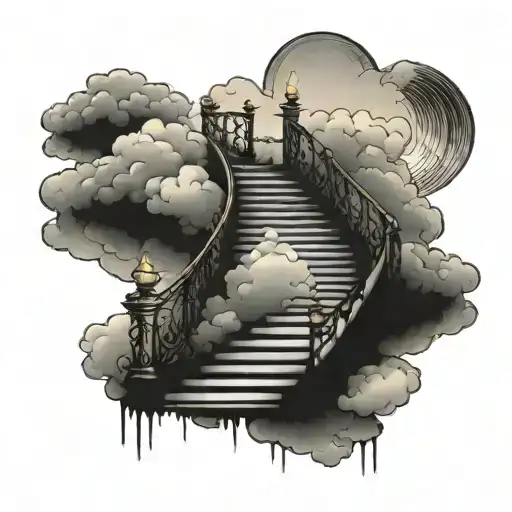 Clouds And Stairway Leading To Heaven