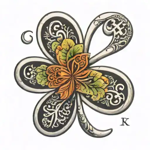 Five Leaf Clover With Initials Of Names Inside