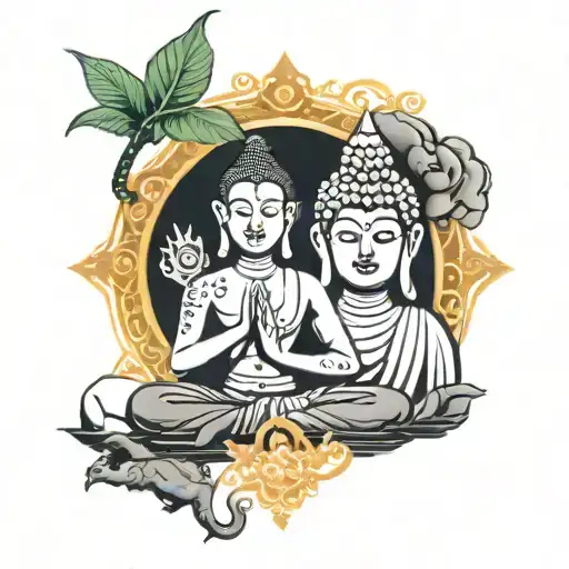 Buddha And Lord Shiva Mixed Awakening Type Mediating Type Long Back Neck