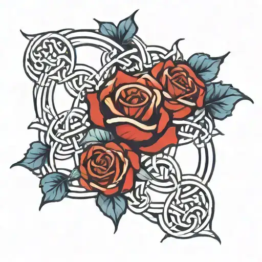 Celtic Knot With Blue Rose Intertwined