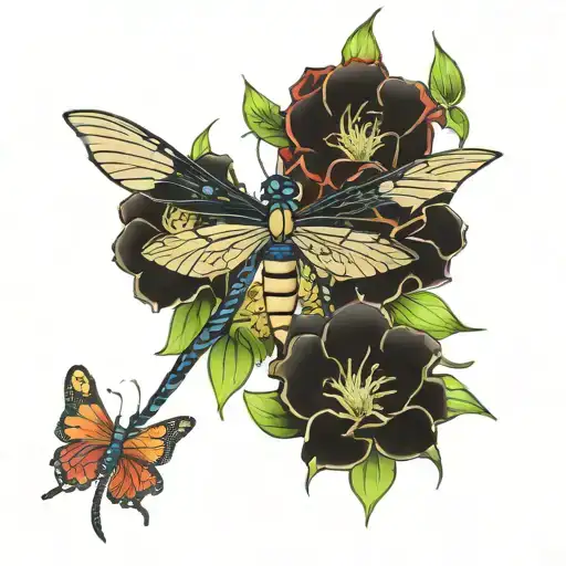 Flowers And Dragon Fly Me