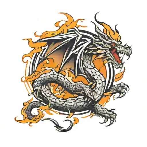 Dragon And Fire Flames