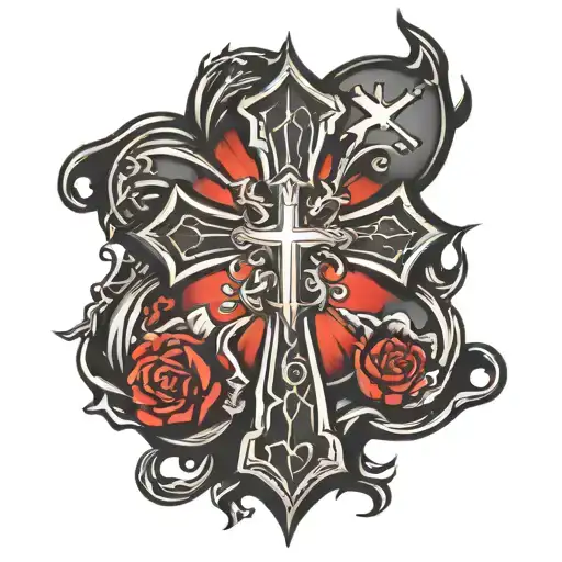 Christian Cross Broken Up Into 4 Styles