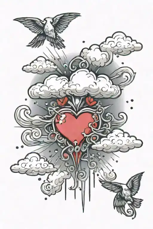 Cloud Raining Onto A Default Shaped Heart