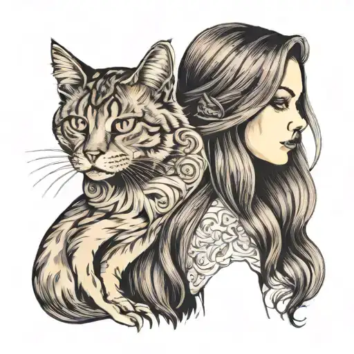 Girl With Long Hair Holding Grey Cat