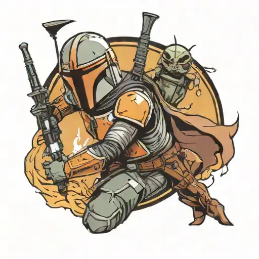 Star Wars Mandalorian Fighting With A Dark