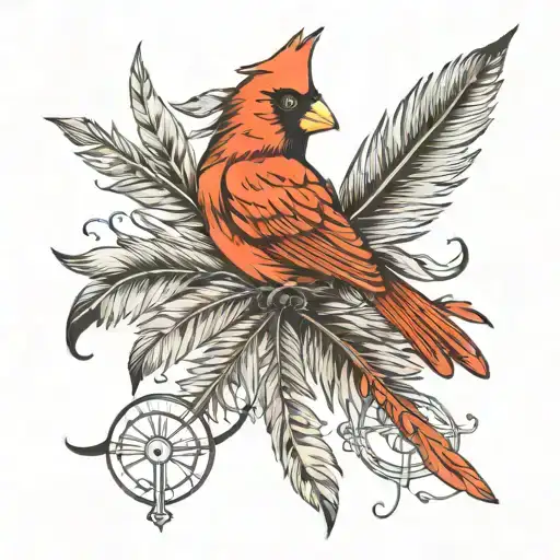 Cardinal Feather With Roman Numerals