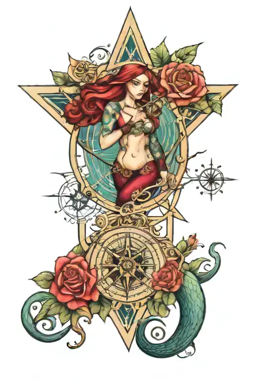 Mermaid Compass Rose Wrapped