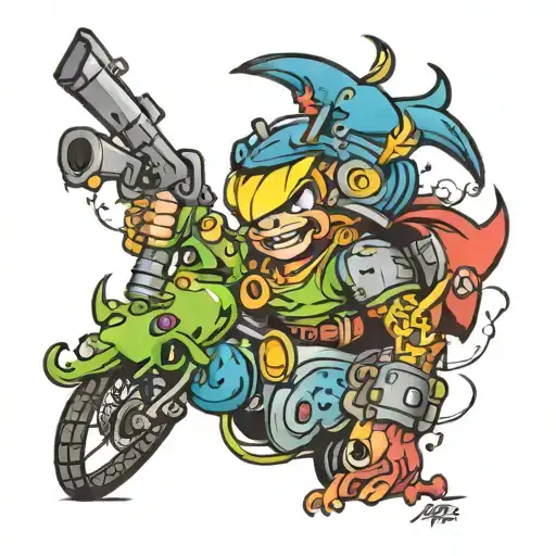 90S Cartoon Sleeve Tattoo Design