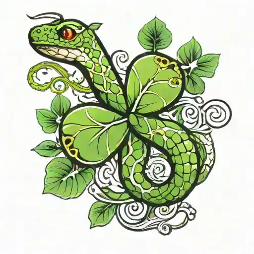 Snake And 4 Leaf Clover Made
